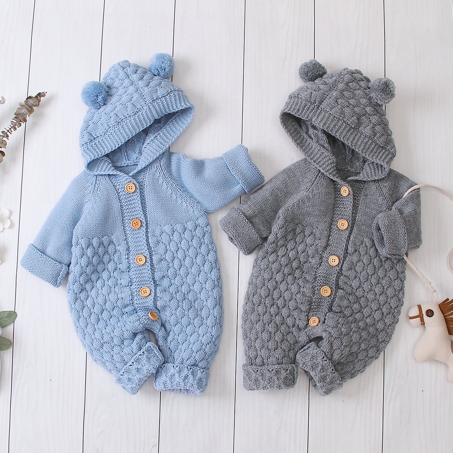 SnuggleKnit – Baby Hooded Jumpsuit
