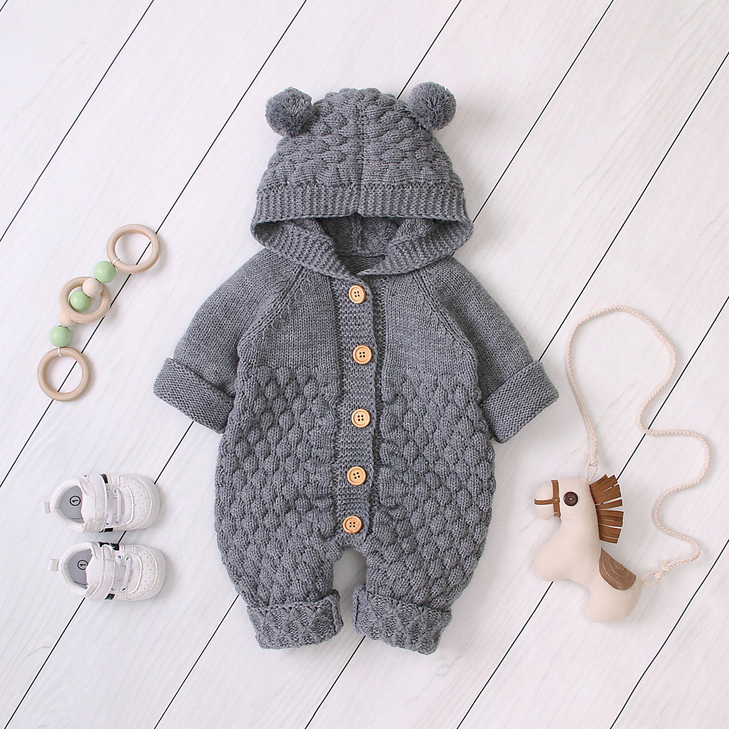 SnuggleKnit – Baby Hooded Jumpsuit