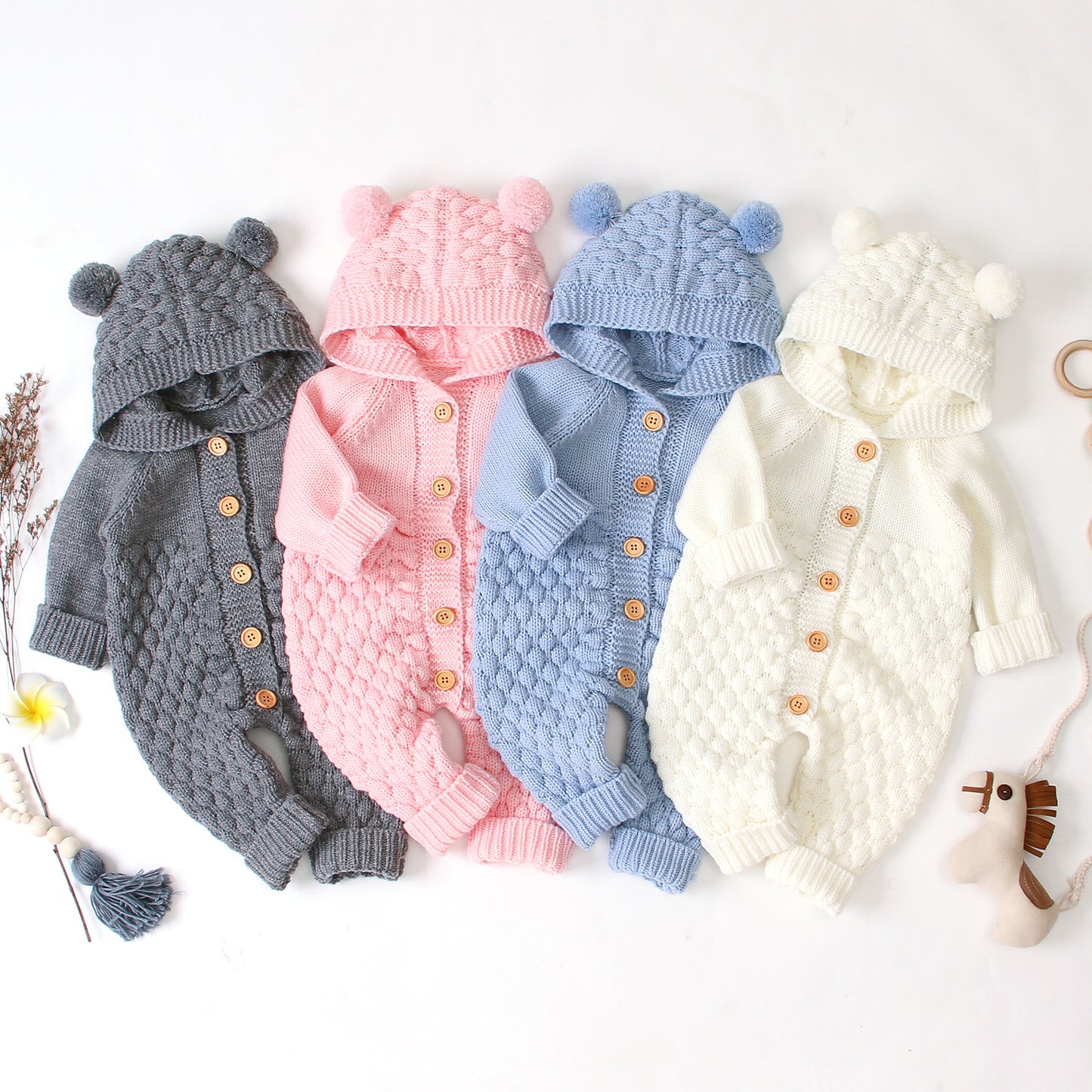 SnuggleKnit – Baby Hooded Jumpsuit