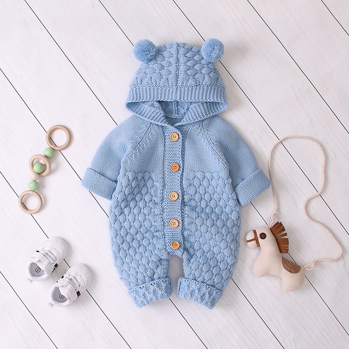 SnuggleKnit – Baby Hooded Jumpsuit