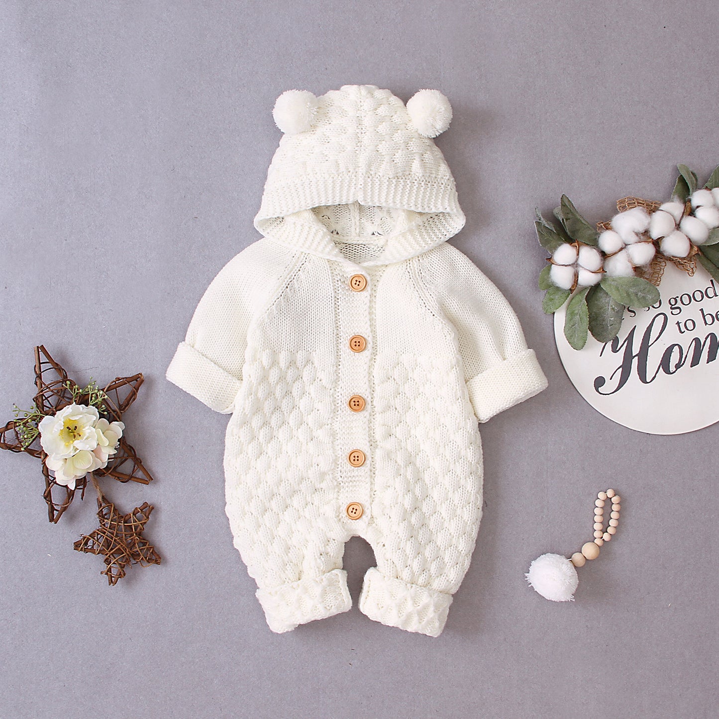 SnuggleKnit – Baby Hooded Jumpsuit